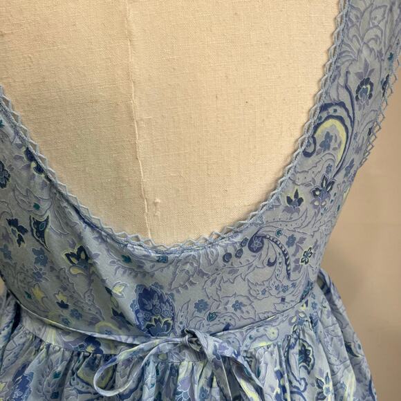 VTG Victoria’s Secret Country Babydoll Top Blue Paisley Cotton Cottagecore S - Picture 4 of 7